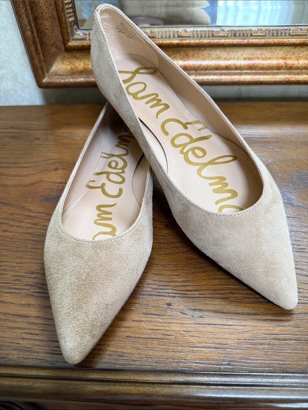 New without paper tag. Sam Edelman Sally Oatmeal Suede Pointed Toe Flats. 8 1/2. - Picture 8 of 11